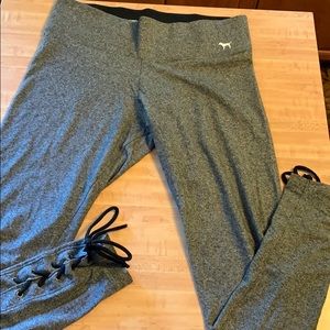VS PINK Gray Lace Up Yoga Leggings